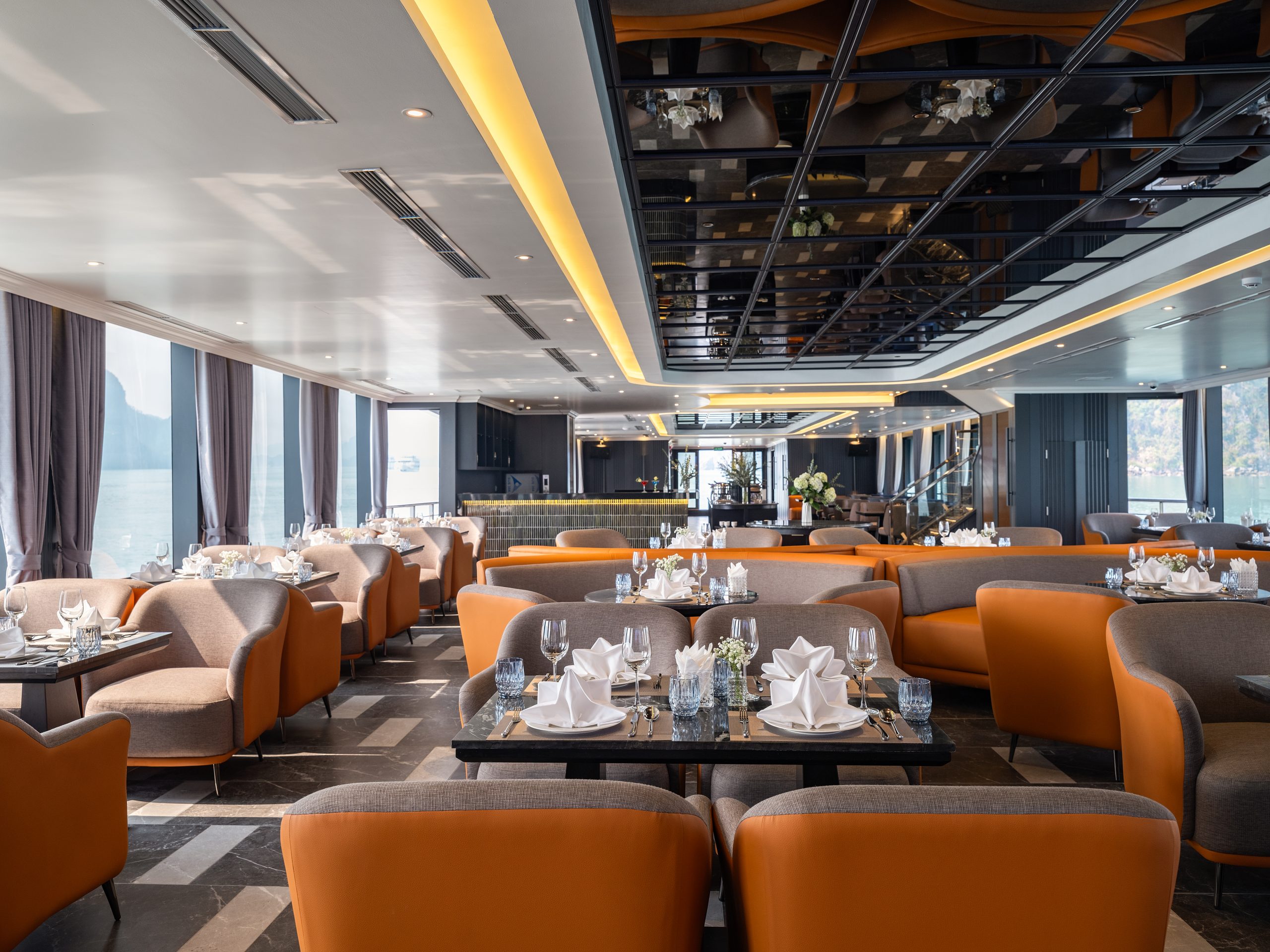 Luxury dining on Taliya Cruise in Lan Ha Bay